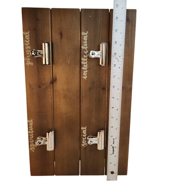 Wood Wall Hanging Organizer Clipboard Sign Spiritual Social Physical Intellectua - Picture 3 of 12